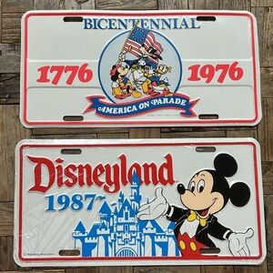 Disneyland Souvenir Metal License Plates Bicentennial and 1987(NWT)
